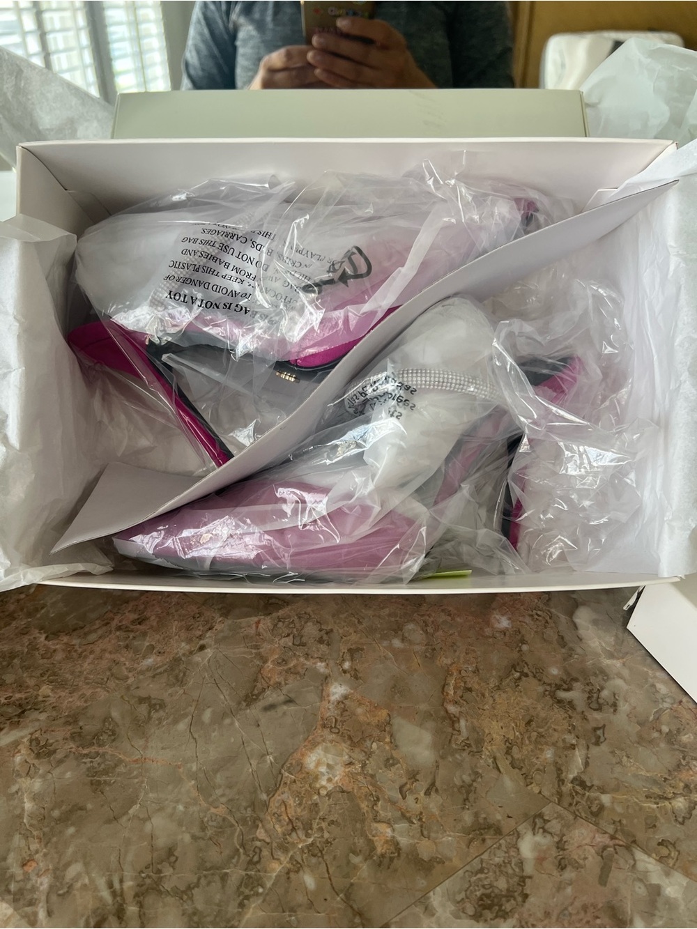 Reiss Fuchsia Pointed Toe Crystal Ankle-Strap Heel - Picture 6 of 8